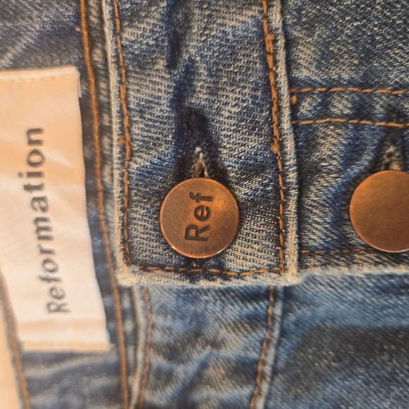 Reformation Womens Mid Rise Button Fly Medium Wash Jeans Blue Size 27 - Picture 7 of 9